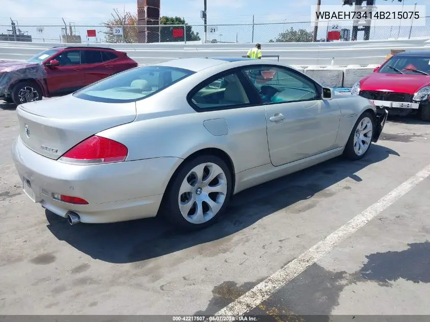 2004 BMW 645Ci VIN: WBAEH73414B215075 Lot: 42217507