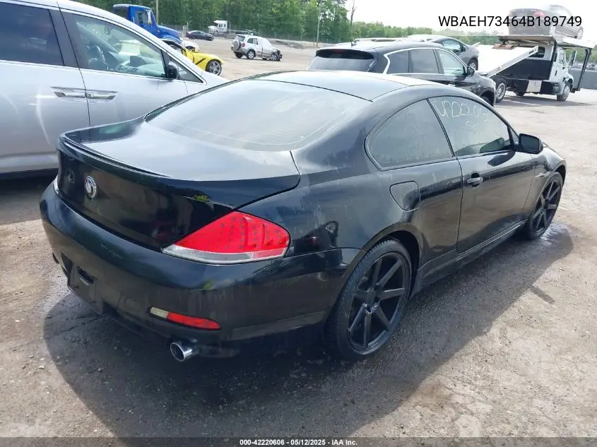 2004 BMW 645Ci VIN: WBAEH73464B189749 Lot: 42220606