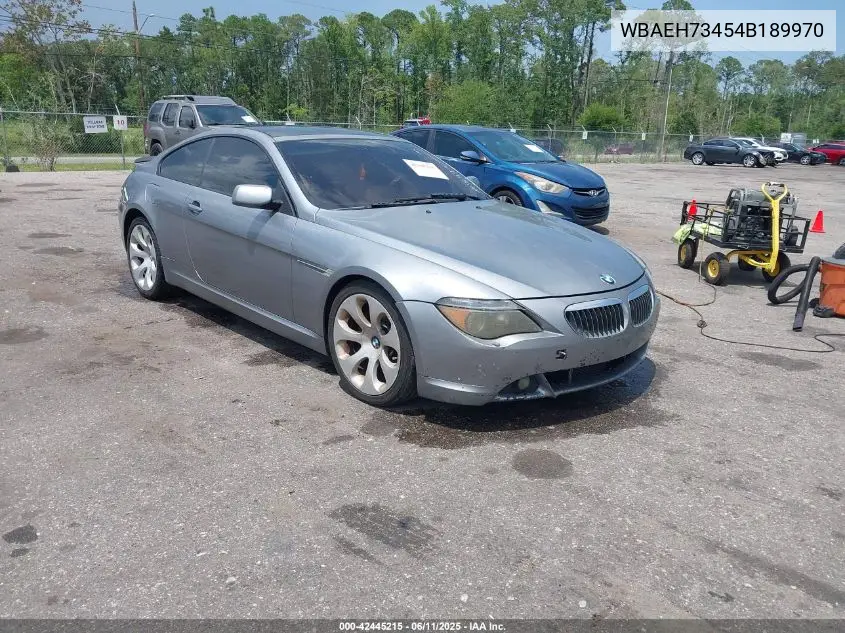 2004 BMW 645Ci VIN: WBAEH73454B189970 Lot: 42445215