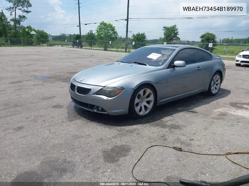 2004 BMW 645Ci VIN: WBAEH73454B189970 Lot: 42445215