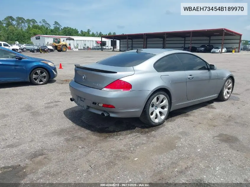 2004 BMW 645Ci VIN: WBAEH73454B189970 Lot: 42445215