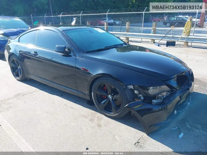 2005 BMW 645 VIN: WBAEH734X5B193126 Lot: 42453644