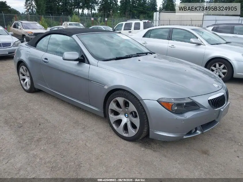 2005 BMW 645Ci VIN: WBAEK73495B324905 Lot: 42549983