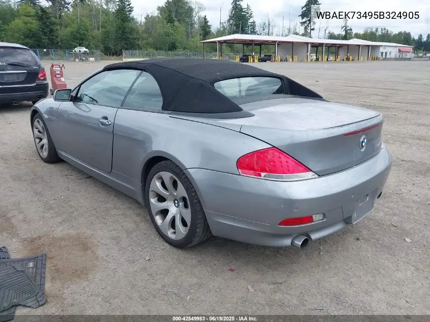 2005 BMW 645Ci VIN: WBAEK73495B324905 Lot: 42549983