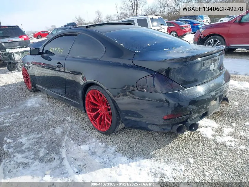 2006 BMW 650I VIN: WBAEH13406CR49278 Lot: 41373309