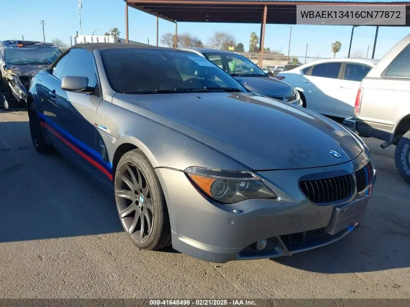 2006 BMW 650I VIN: WBAEK13416CN77872 Lot: 41648498