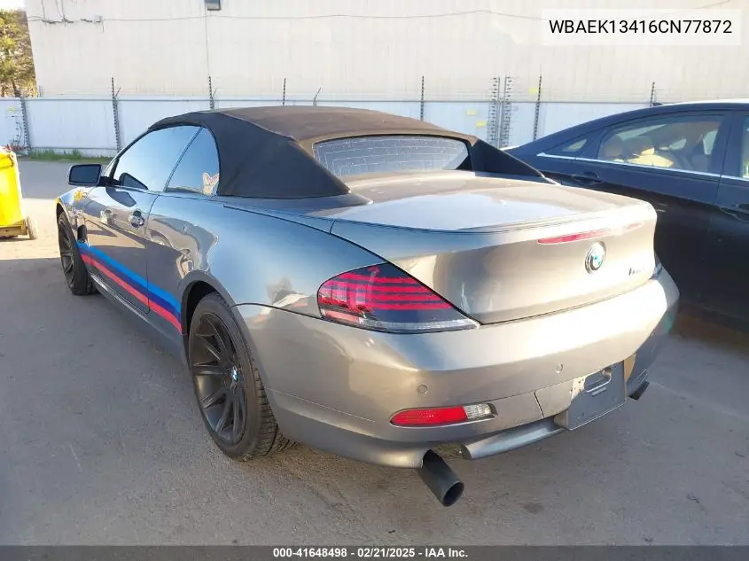 2006 BMW 650I VIN: WBAEK13416CN77872 Lot: 41648498