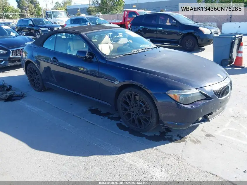 2006 BMW 650I VIN: WBAEK13436CN76285 Lot: 42283475