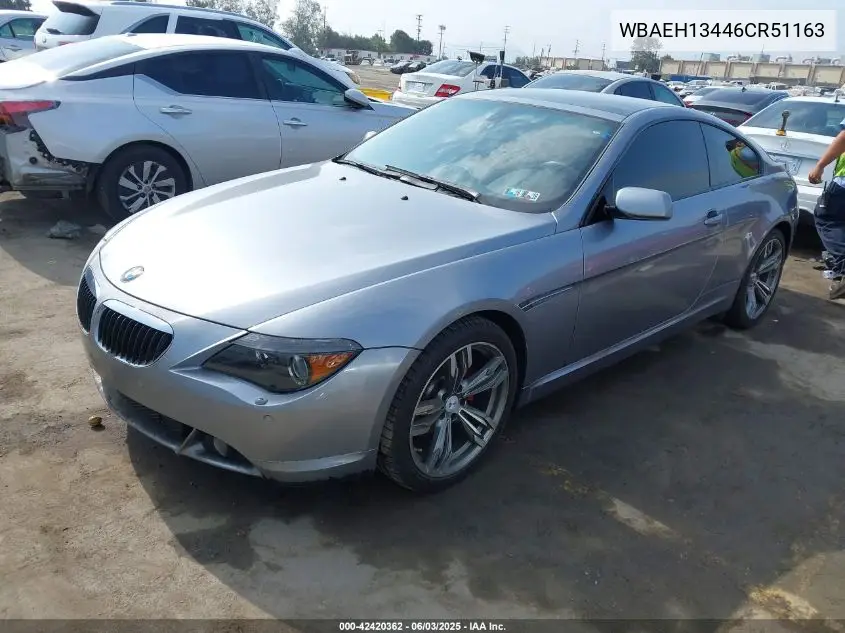 2006 BMW 650I VIN: WBAEH13446CR51163 Lot: 42420362