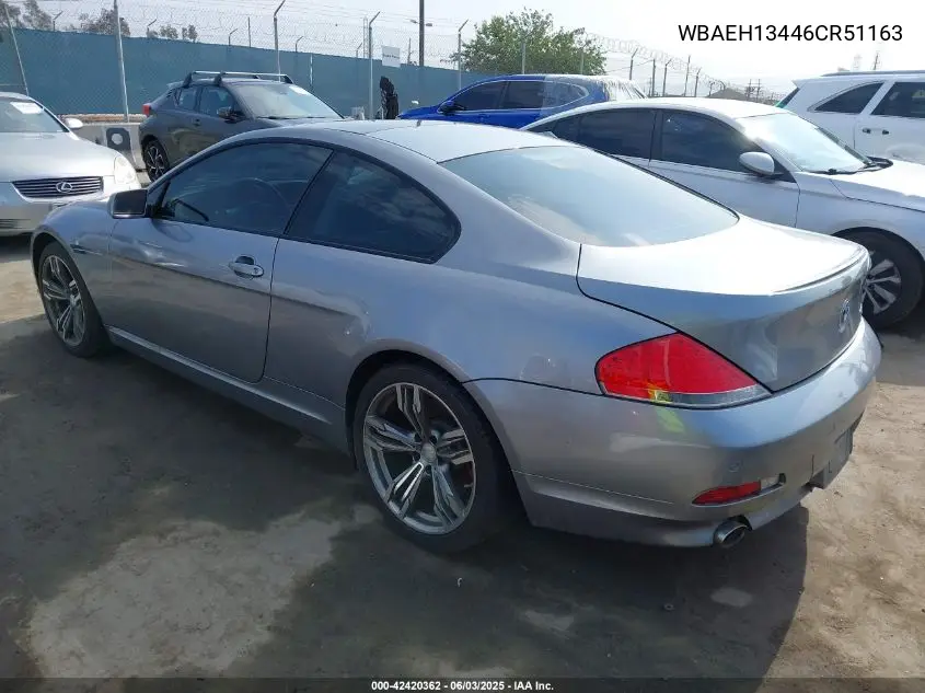 2006 BMW 650I VIN: WBAEH13446CR51163 Lot: 42420362