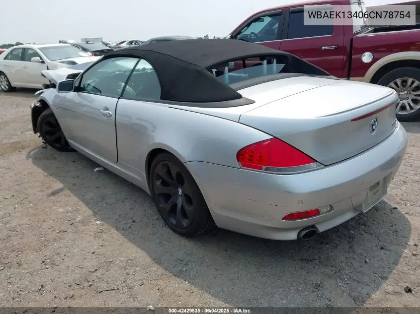 2006 BMW 650I VIN: WBAEK13406CN78754 Lot: 42429535
