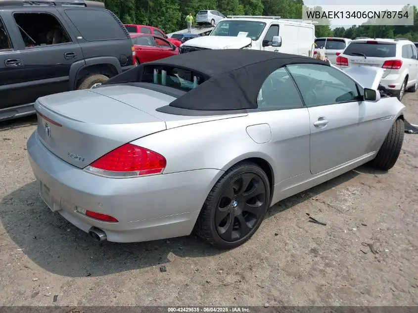 2006 BMW 650I VIN: WBAEK13406CN78754 Lot: 42429535