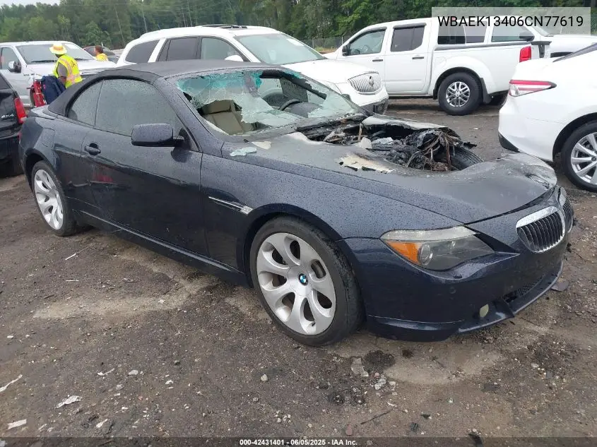 2006 BMW 650I VIN: WBAEK13406CN77619 Lot: 42431401