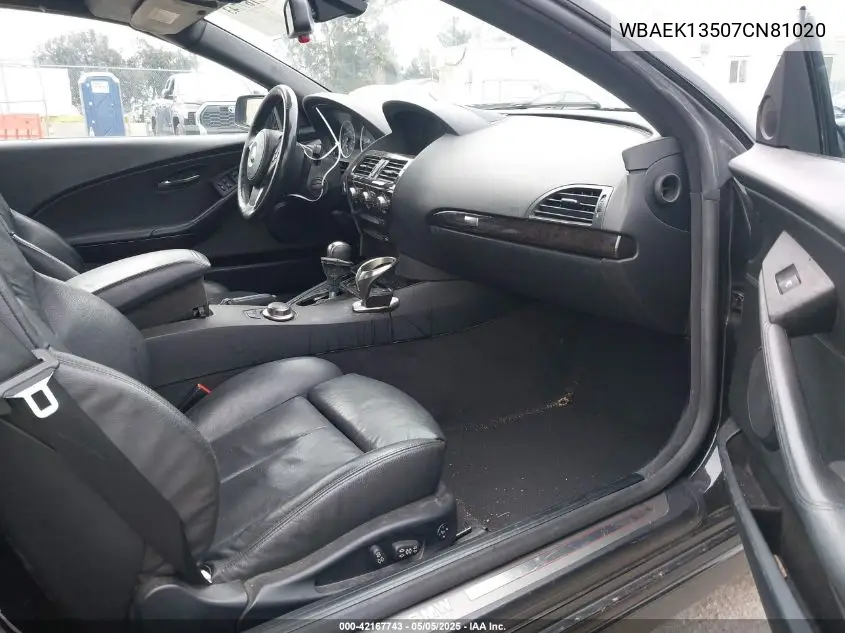 2007 BMW 650I VIN: WBAEK13507CN81020 Lot: 42167743