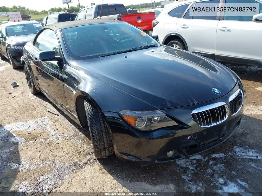 2007 BMW 650I VIN: WBAEK13587CN83792 Lot: 42473633