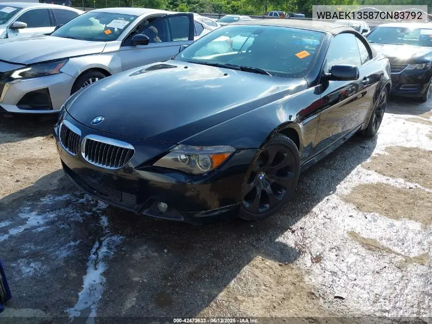 2007 BMW 650I VIN: WBAEK13587CN83792 Lot: 42473633