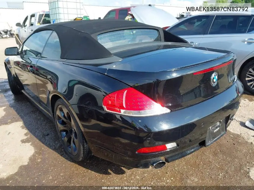 2007 BMW 650I VIN: WBAEK13587CN83792 Lot: 42473633