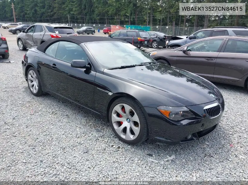 2007 BMW 650I VIN: WBAEK13527CN84615 Lot: 42581533