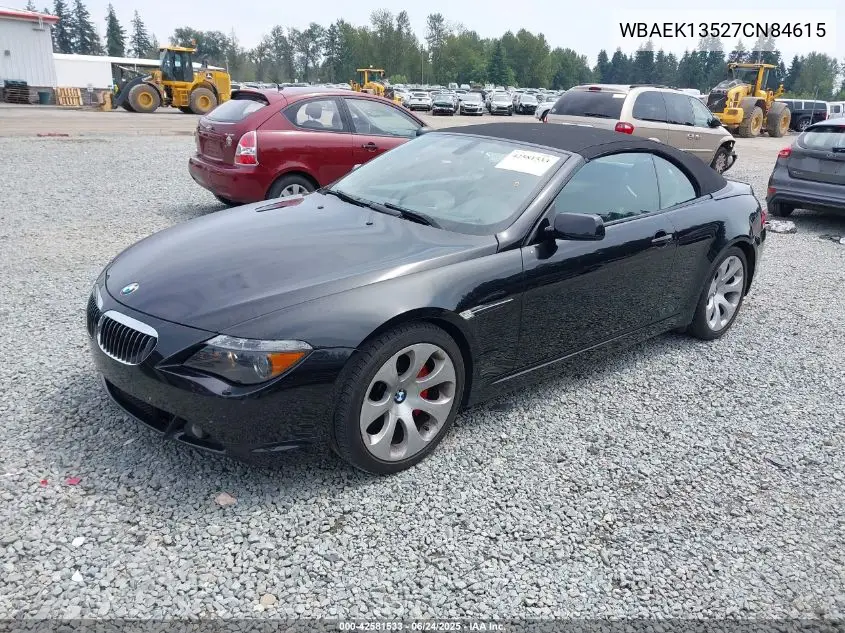 2007 BMW 650I VIN: WBAEK13527CN84615 Lot: 42581533