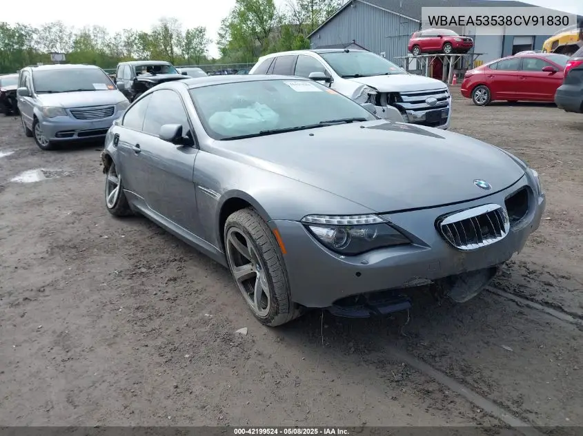2008 BMW 650I VIN: WBAEA53538CV91830 Lot: 42199524