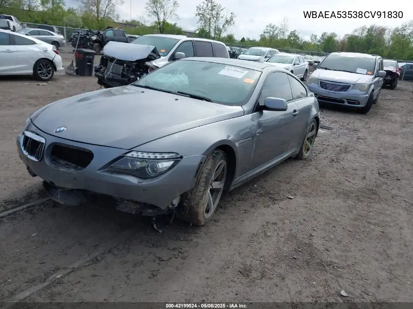 2008 BMW 650I VIN: WBAEA53538CV91830 Lot: 42199524