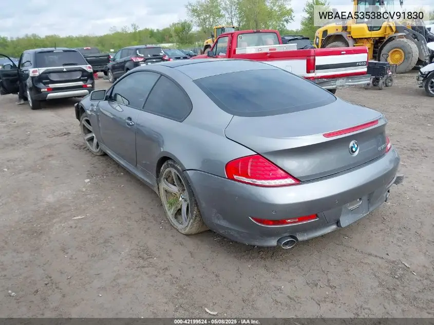 2008 BMW 650I VIN: WBAEA53538CV91830 Lot: 42199524