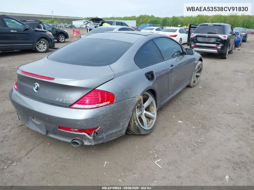 2008 BMW 650I VIN: WBAEA53538CV91830 Lot: 42199524
