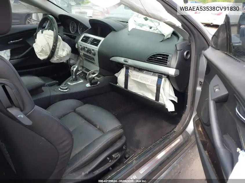 2008 BMW 650I VIN: WBAEA53538CV91830 Lot: 42199524
