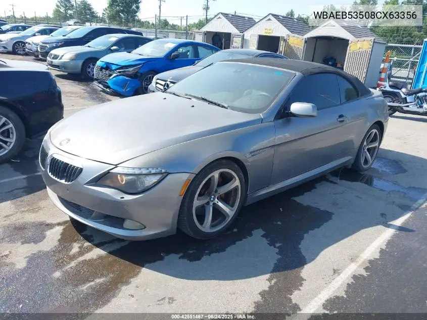 2008 BMW 650I VIN: WBAEB53508CX63356 Lot: 42551467