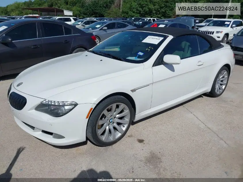 2010 BMW 650I VIN: WBAEB5C50AC224824 Lot: 42305968