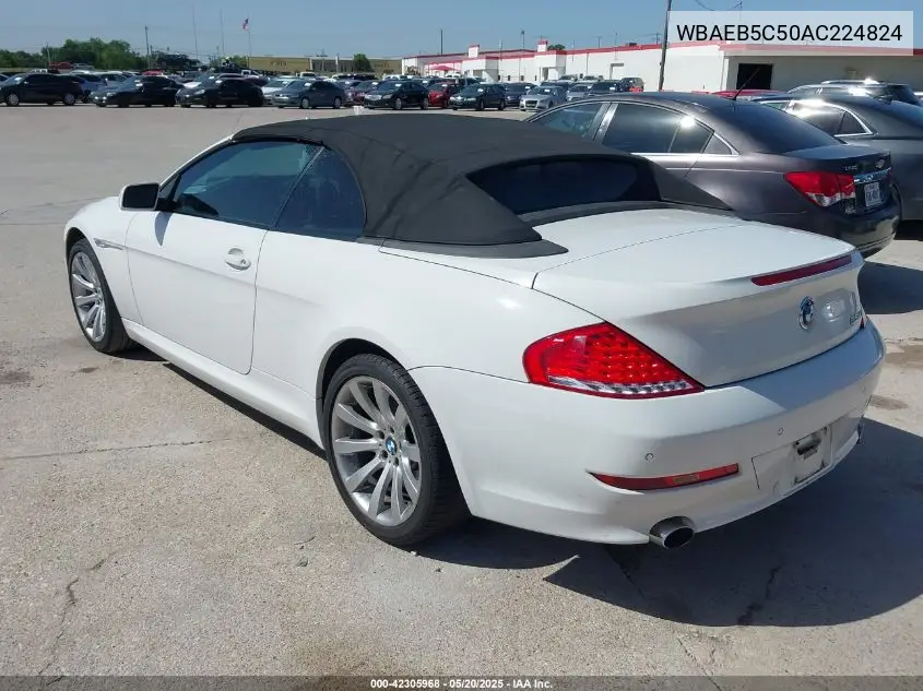 2010 BMW 650I VIN: WBAEB5C50AC224824 Lot: 42305968