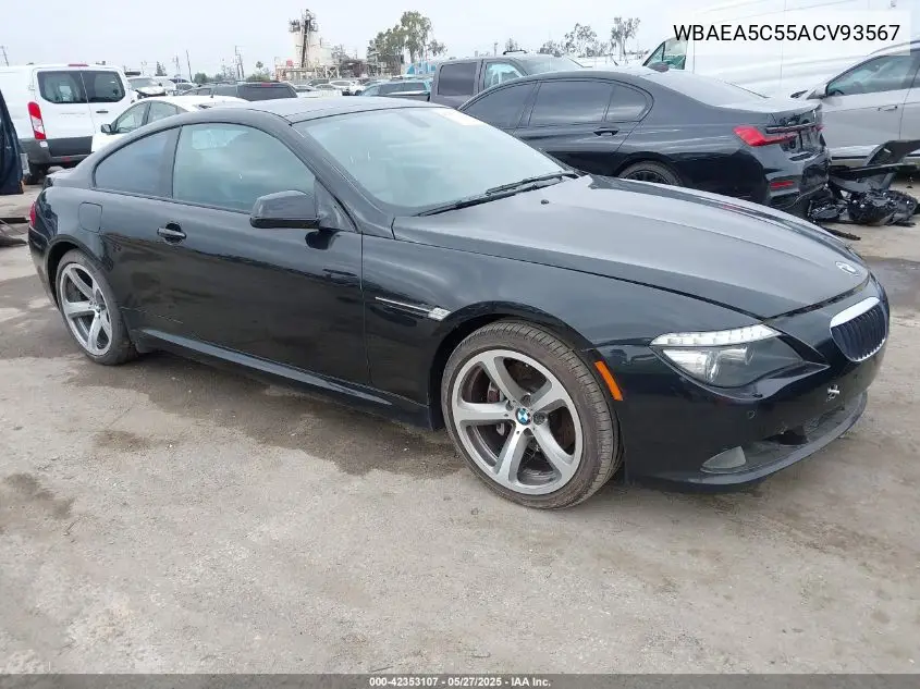 2010 BMW 650I VIN: WBAEA5C55ACV93567 Lot: 42353107