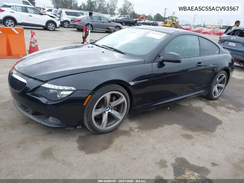 2010 BMW 650I VIN: WBAEA5C55ACV93567 Lot: 42353107