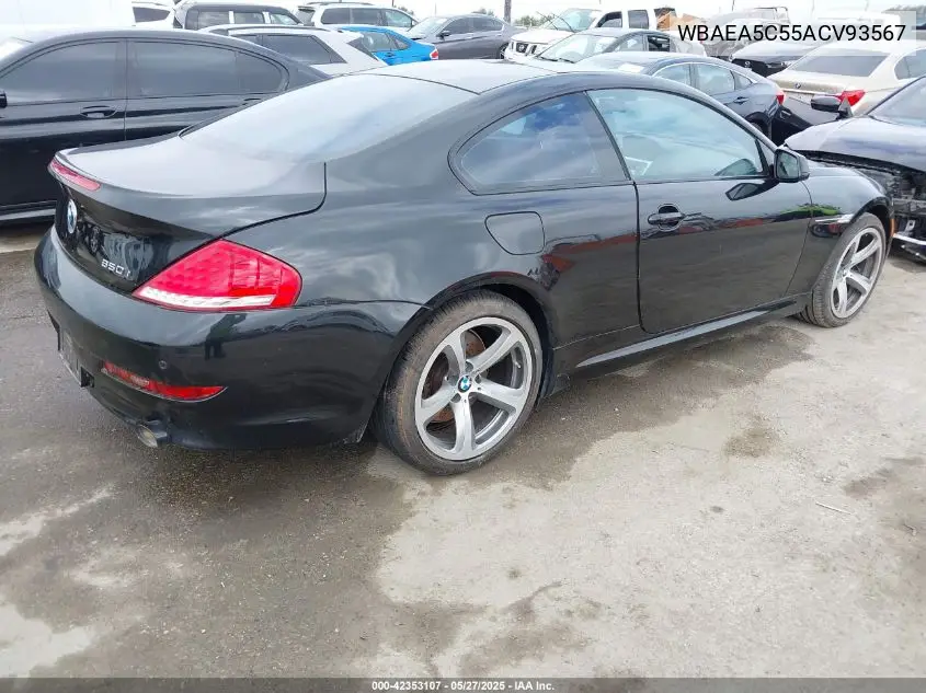 2010 BMW 650I VIN: WBAEA5C55ACV93567 Lot: 42353107