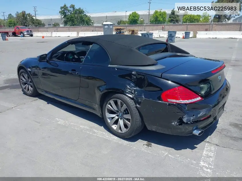 2010 BMW 650I VIN: WBAEB5C53AC225983 Lot: 42358019