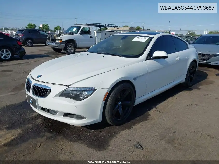 2010 BMW 650I VIN: WBAEA5C54ACV93687 Lot: 42451019