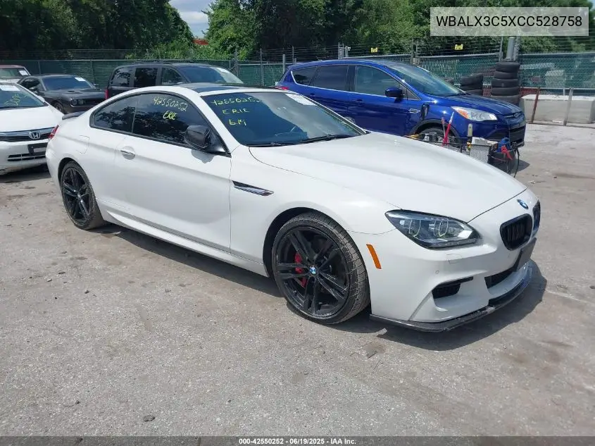 2012 BMW 650I VIN: WBALX3C5XCC528758 Lot: 42550252
