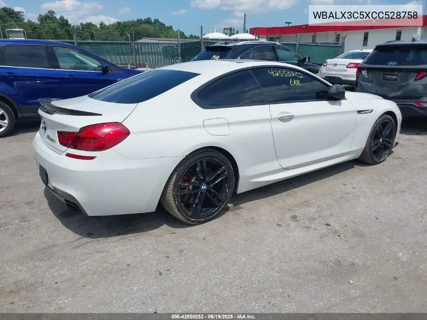 2012 BMW 650I VIN: WBALX3C5XCC528758 Lot: 42550252