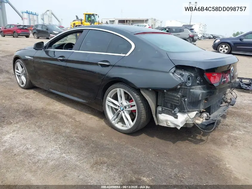 2013 BMW 650I Gran Coupe xDrive VIN: WBA6B4C58DD098757 Lot: 42498554