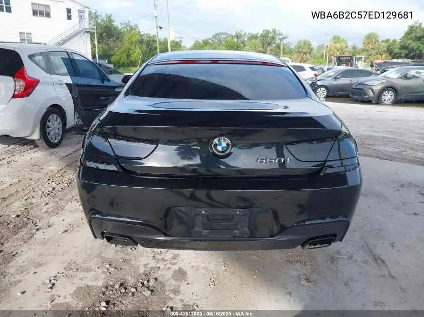 2014 BMW 650I Gran Coupe VIN: WBA6B2C57ED129681 Lot: 42517803