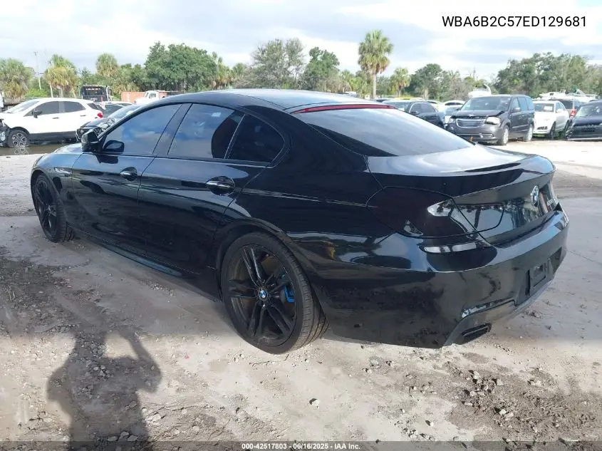 2014 BMW 650I Gran Coupe VIN: WBA6B2C57ED129681 Lot: 42517803