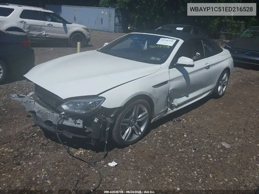 2014 BMW 650I xDrive VIN: WBAYP1C51ED216528 Lot: 42536756