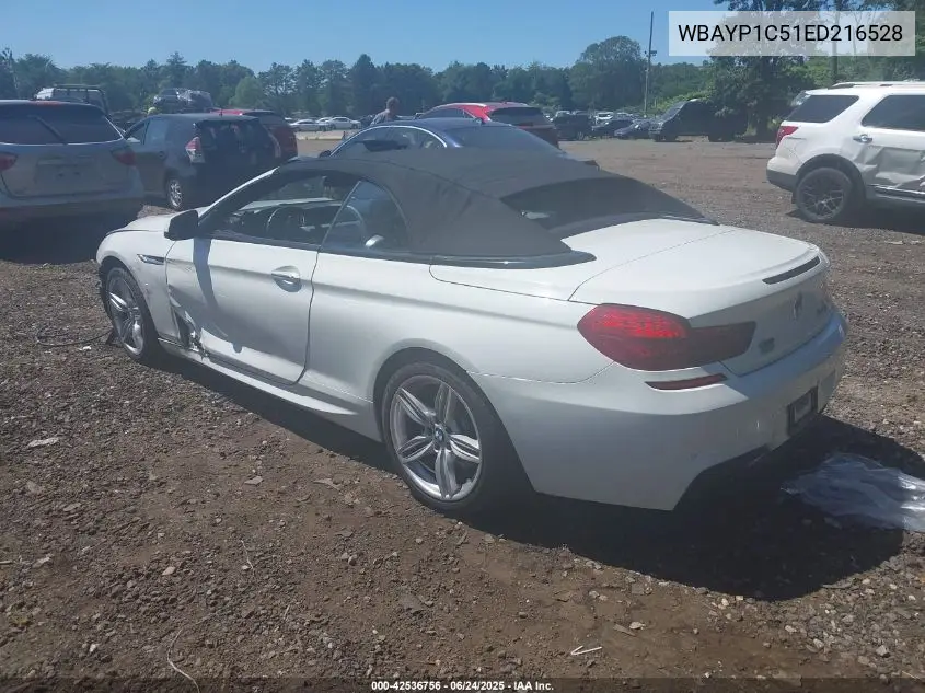 2014 BMW 650I xDrive VIN: WBAYP1C51ED216528 Lot: 42536756