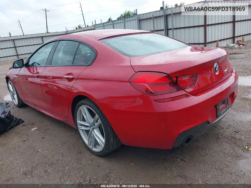 2015 BMW 640I Gran Coupe VIN: WBA6A0C59FD318969 Lot: 42489216