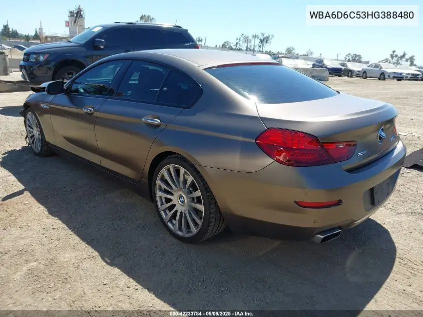 2017 BMW 650I Gran Coupe xDrive VIN: WBA6D6C53HG388480 Lot: 42233784