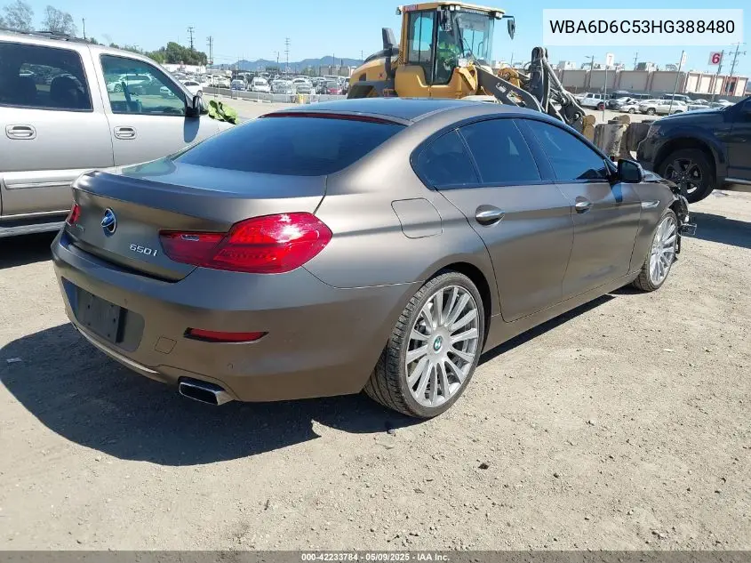 2017 BMW 650I Gran Coupe xDrive VIN: WBA6D6C53HG388480 Lot: 42233784