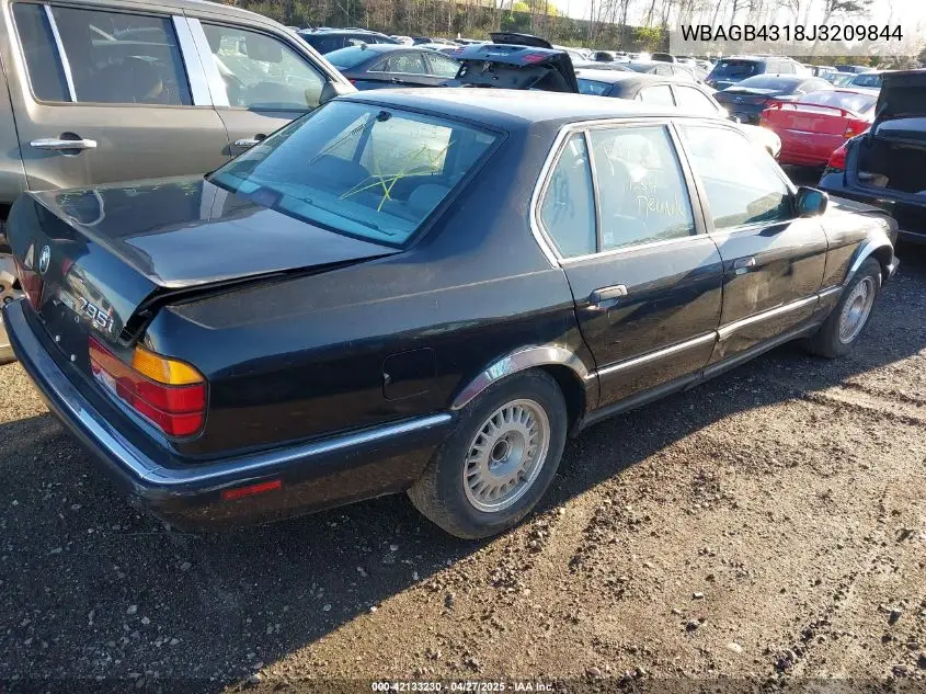 1988 BMW 735 I Automatic VIN: WBAGB4318J3209844 Lot: 42133230