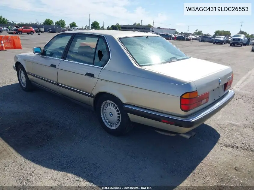 1990 BMW 735 Il VIN: WBAGC4319LDC26553 Lot: 42500355