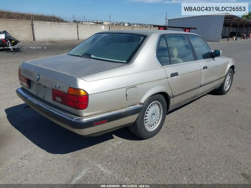 1990 BMW 735 Il VIN: WBAGC4319LDC26553 Lot: 42500355