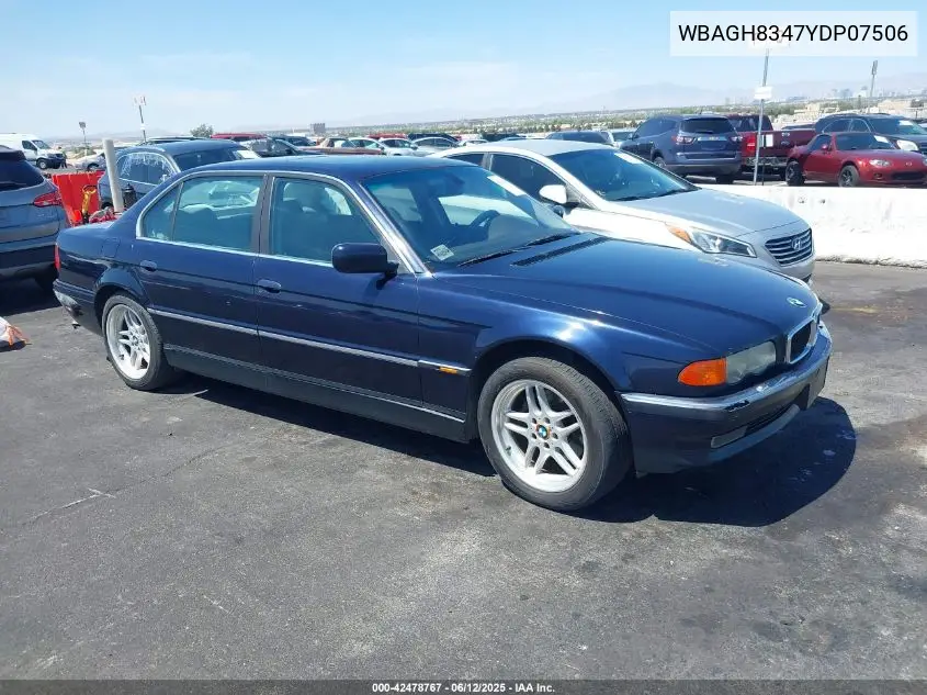 2000 BMW 740Il VIN: WBAGH8347YDP07506 Lot: 42478767